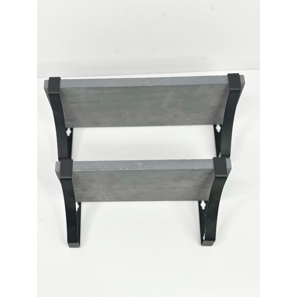 Set of 2 Gray Wood Wall Shelves w/ Black Metal Brackets 13" & 10" - Picture 3 of 7